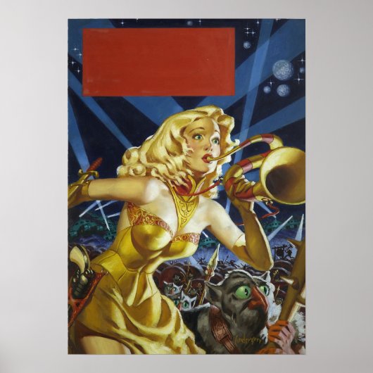 Poster Vintage Alien de science-fiction Monsters Pulp (Devant)