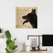 Poster Vintage allemand berger chien "Dévotion" (Bureau à domicile)