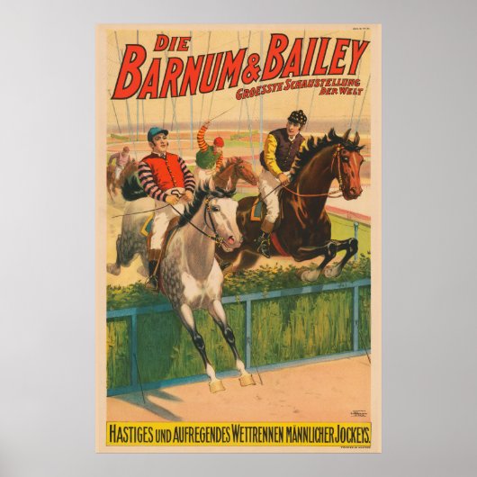 Poster vintage Allemand De Jockeys Sur Les Chevaux (Devant)