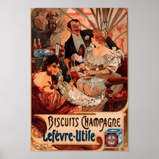 Poster vintage Alphonse Mucha Biscuits Art Rétro (Devant)