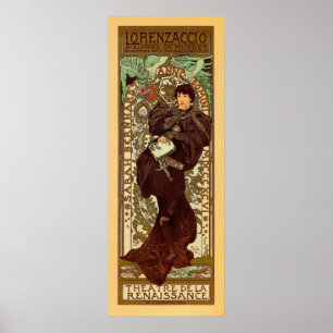 Poster Vintage Alphonse Mucha Lorenzaccio bannière vertic