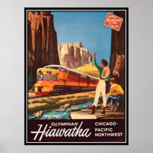 Poster Vintage American Railway, États-Unis -