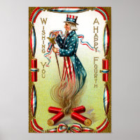 Poster vintage Americana Juillet Quatrième
