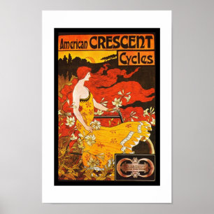Poster Vintage Amerikaanse Crescent Cycles