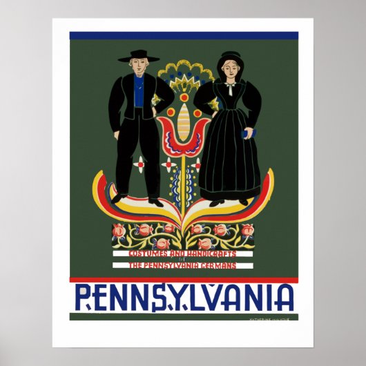Poster Vintage Amish Pennsylvania Travel (Devant)