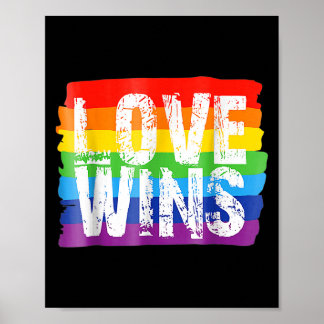 Poster Vintage Amour Win Arc en Ciel de Paix Pride Lesbia
