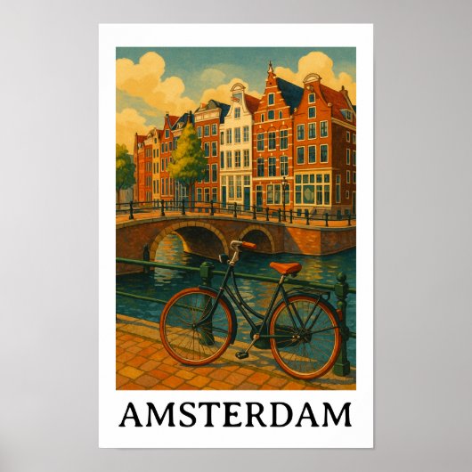 Poster Vintage Amsterdam - Retro Travel Design (Devant)