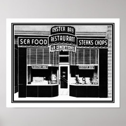 Poster Vintage, années 1940, Oyster Bay Restaurant (Devant)