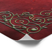 Poster Vintage Antique Ornate Red Gold Personalised (Coin)