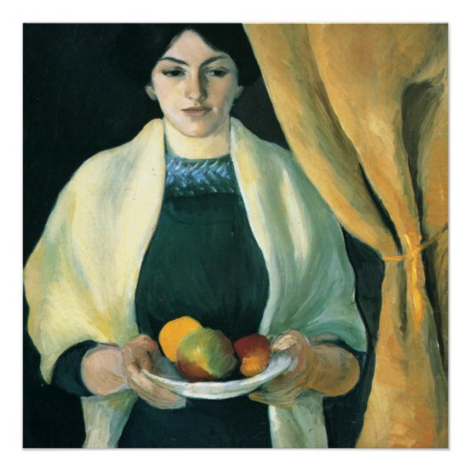 Poster Vintage Août Portrait Macke Avec Pommes (Devant)