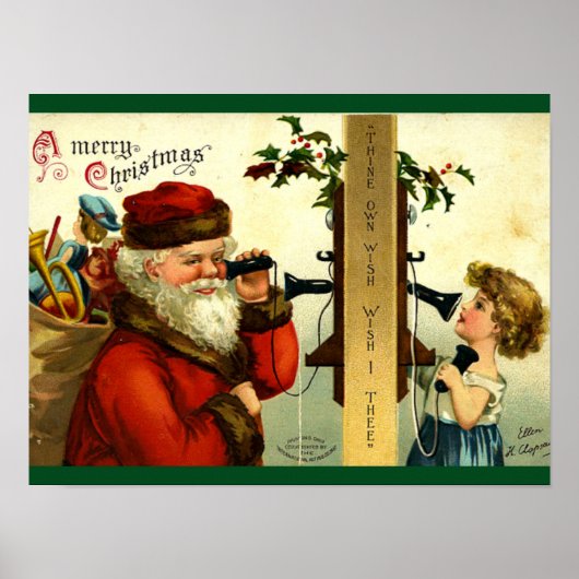 Poster Vintage - Appel téléphonique Père Noël (Devant)