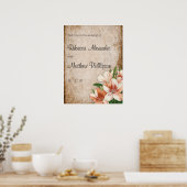 Poster Vintage Apricot Lys Mariage Bienvenue (Cuisine)