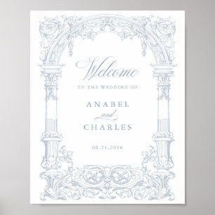 Poster Vintage Arch Vines Cadre Mariage Bienvenue