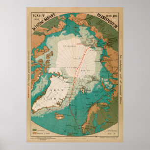 Poster Vintage Arctic & North Pole Exploration Map (1896)