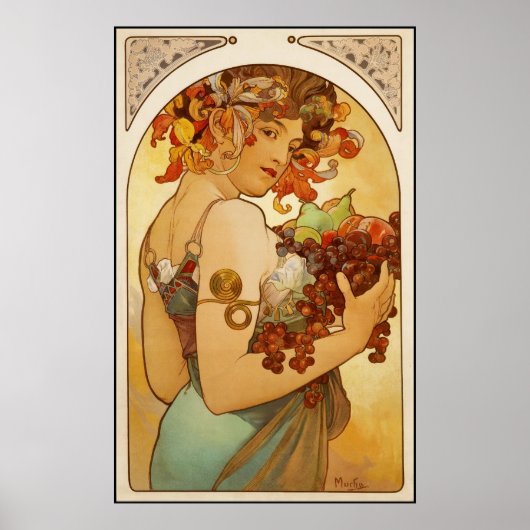 Poster Vintage Art Alfons Mucha Fruit (Devant)