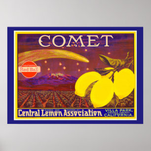 Poster Vintage Art Comet Marque Lemon Étiquette Cuisine A