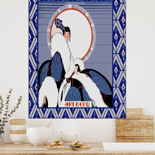 Poster Vintage Art Deco (Blue) (Cuisine)