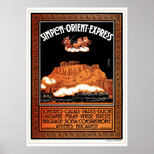 Poster Vintage Art deco Simplon Orient Express Athens