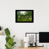 Poster Vintage Art man attaque par un jaguar (Bureau à domicile)