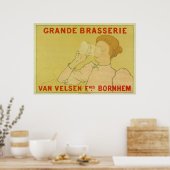 Poster Vintage Art Nouveau Belgium Beer ad (Cuisine)