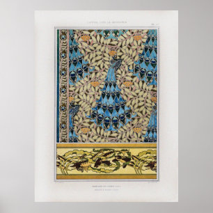 Poster Vintage Art Nouveau Peacocks Poissons & Algues