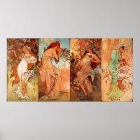 Vintage Art Nouveau Saisons Quatre Beautés