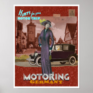 POSTER VINTAGE ART RECYCLÉ IMPRIMER MOTORING ALLEMAGNE