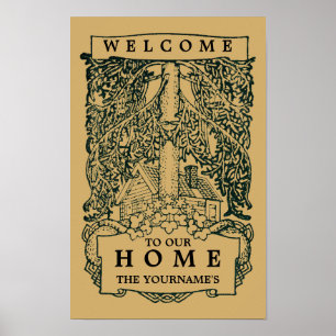 Poster Vintage Arts And Crafts Style "Welcome"