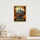 Poster Vintage Asheville, Caroline du Nord (Cuisine)