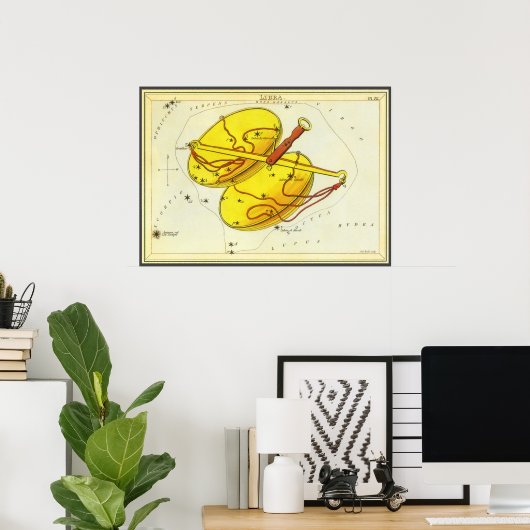 Poster Vintage Astrologie Zodiaque Balance Constellation (Bureau à domicile)