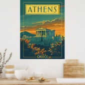 Poster vintage Athènes, Grèce | Parthénon (Cuisine)