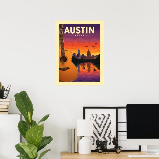Poster Vintage Austin Texas (Bureau à domicile)