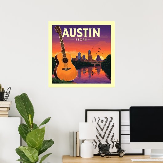 Poster Vintage Austin Texas (Bureau à domicile)