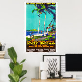 Poster Vintage australien de l'île de Lindeman (Bureau à domicile)