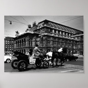 Poster Vintage Autriche Vienne Fiaker Staatsoper