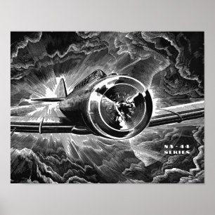 Poster Vintage Aviation Fighter Airplane Art Print