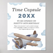 Poster Vintage avion bleu 1er Anniversaire heure Capsule (Devant)
