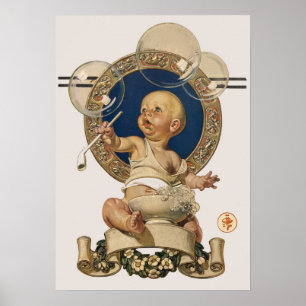 Poster Vintage Baby Bubbles par J.C. Leyendecker Nursery