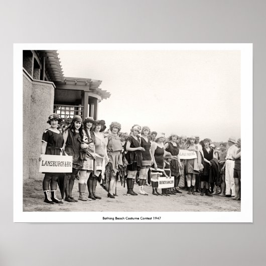 Poster Vintage Bain Beauté Beach costume concours 1947 (Devant)