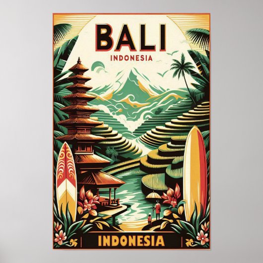 Poster vintage Bali Travel (Devant)