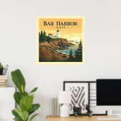 Poster Vintage Bar Harbour Maine (Bureau à domicile)