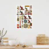 Poster Vintage Barber Products (Cuisine)