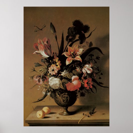 Poster Vintage Baroque, Floral Fleurs de Vase (Devant)