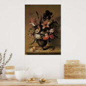 Poster Vintage Baroque, Floral Fleurs de Vase (Cuisine)