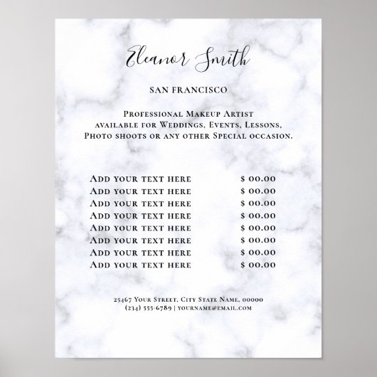 Poster Vintage Beauty Salon Price List (Devant)