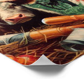 Poster Vintage Belle Ferme Fille (Coin)