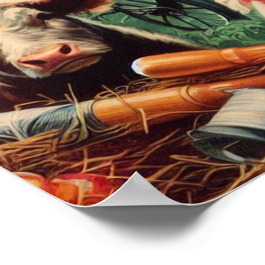 Poster Vintage Belle Ferme Fille (Coin)