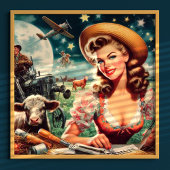 Poster Vintage Belle Ferme Fille