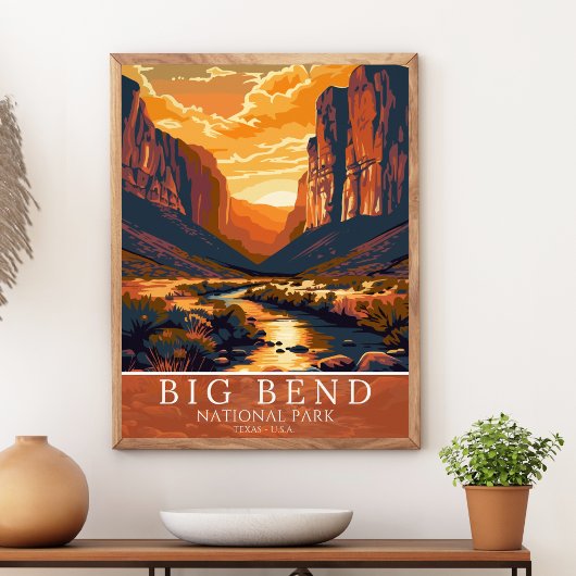 Poster  Vintage Big Bend National Park Sunset