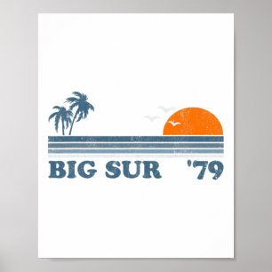 Poster Vintage Big Sur Californie Rétro Soleil Plage Surf